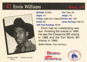1991 Rodeo America Set B #42 Ervin Williams Back